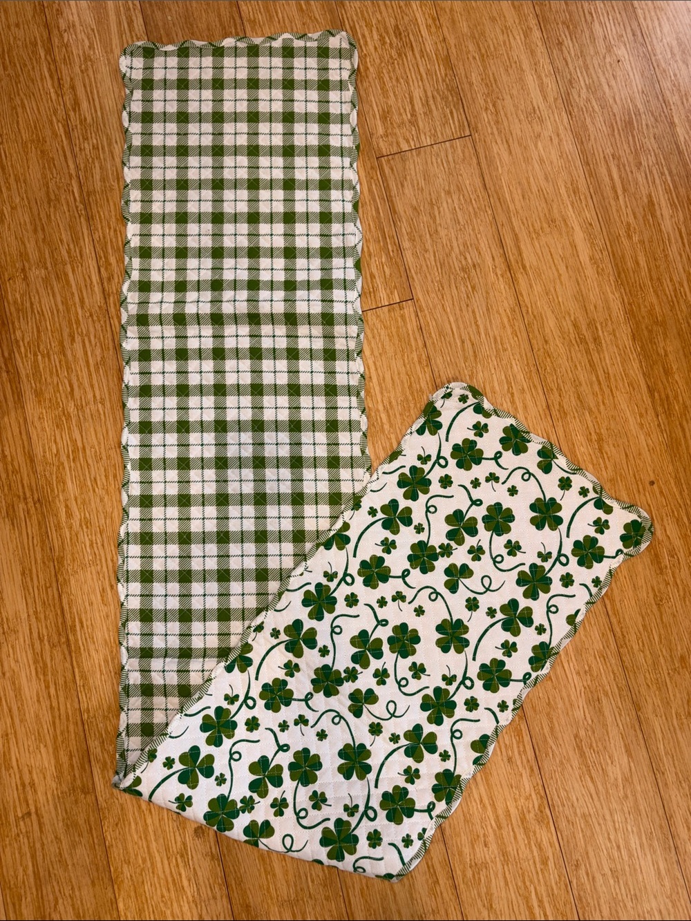Martha Stewart Reversible Quilted Table Runner for St. Patrick's Day, 71” Long